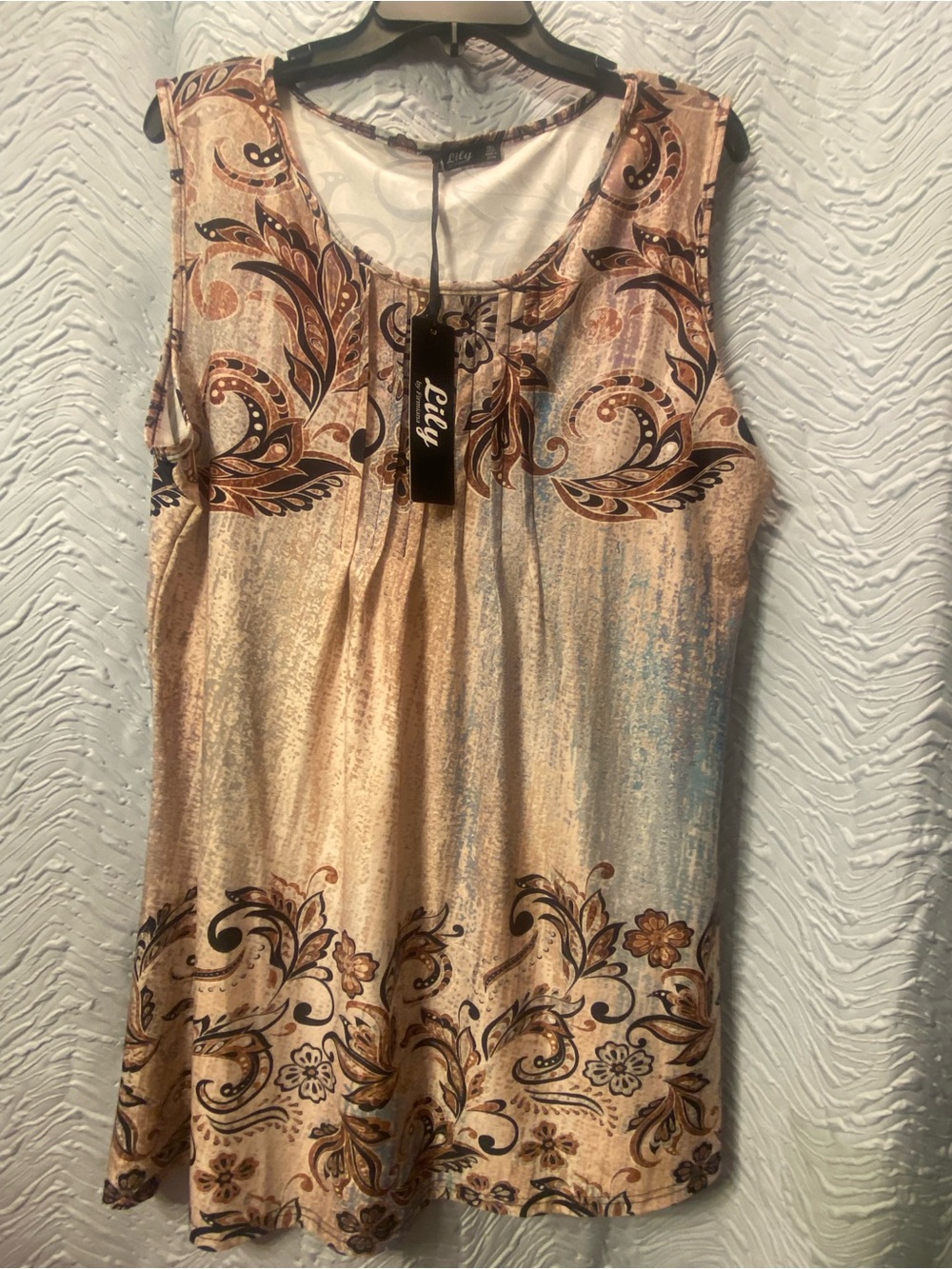 Lily Paisley Print Sleeveless Tunic - Beige & Brown
